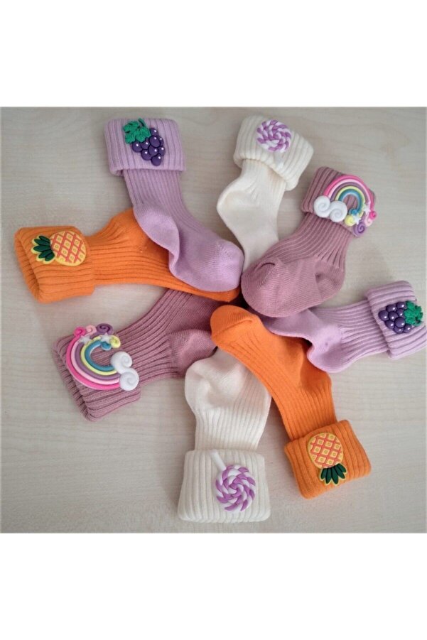 BEBEĞİME ÇORAP Derby Figürlü Çorap 4'lü Paket Kız Bebek - Kız Çocuk