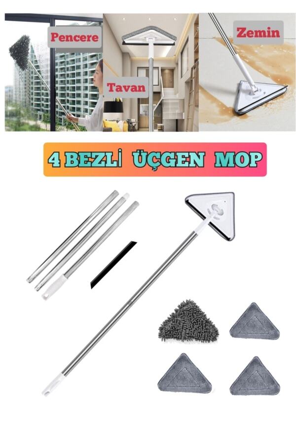 Mikasso-4 Cloth Triangle Chenille Cloth Height Adjustable Glass Wiper - Gutter Cleaning - Gray 1