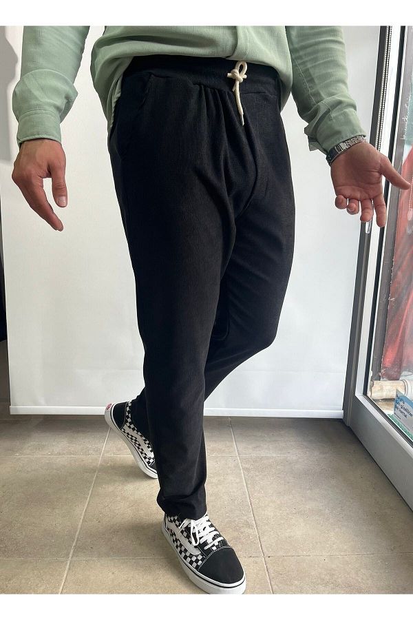 Story Men s Black Velvet Tracksuit Bottom Trendyol