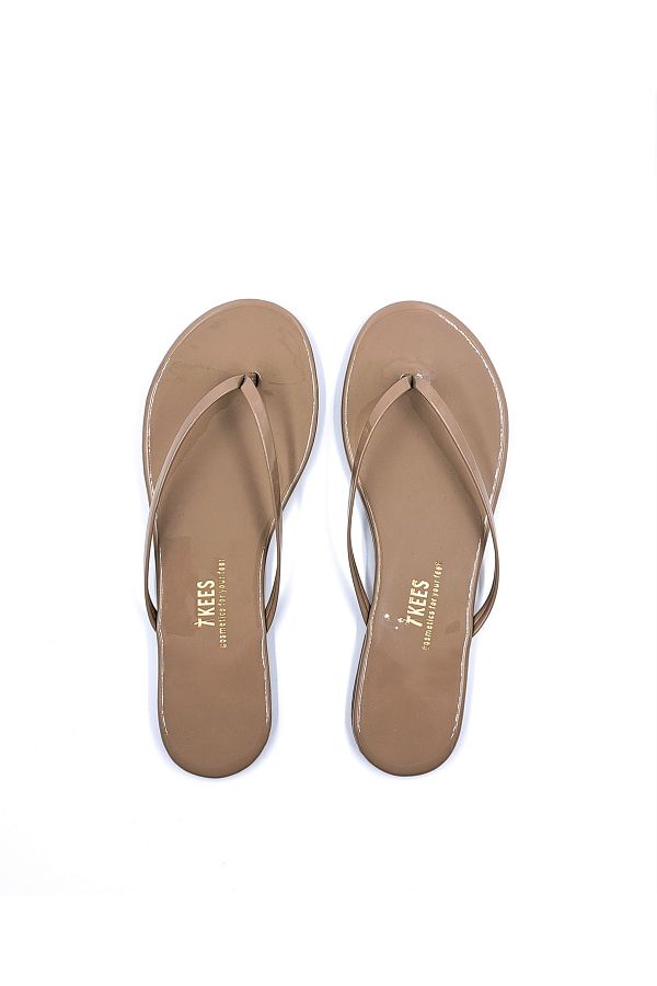 Tkees Classic Women s Mink Patent Leather Flip Flops Trendyol