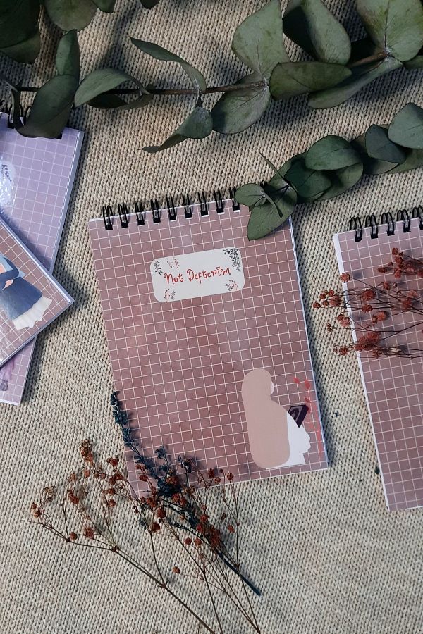 Burak Baskı Tasarım-Ahsen Hicab Girl / A-6 Wire Spiral Checked Notepad NotepadMemo Pad, Memo Pad, Ramadan 1