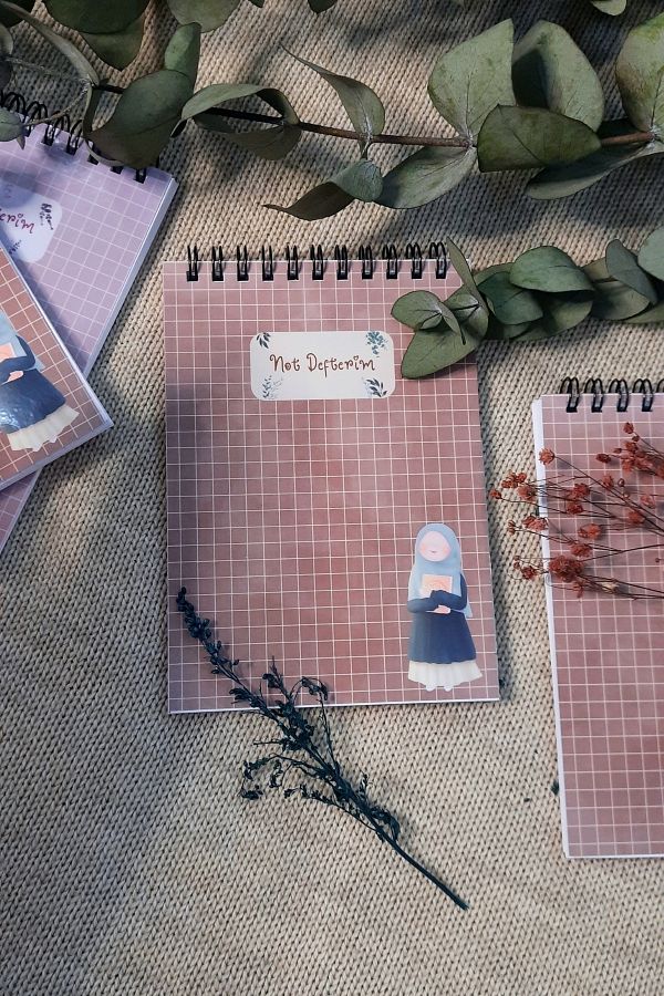 Burak Baskı Tasarım-Green Hijab / A-6 Wire Spirally Squares Notepad, Memo Pad & Notepads 1
