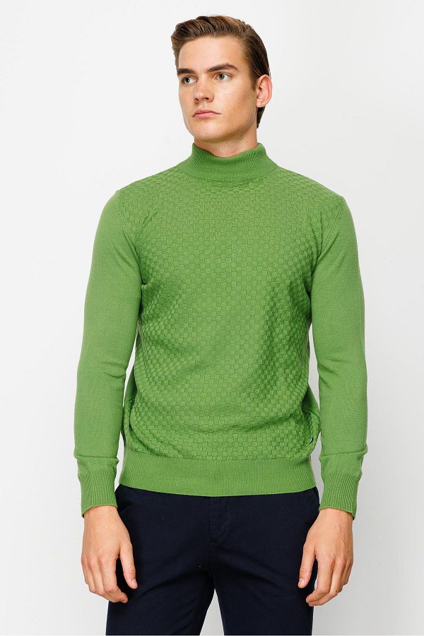 İgs-MEN'S GREEN STANDARD HALF FISHER KNIT 1