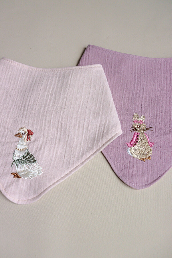 ilays beauty Çift Taraflı Bebek Önlüğü (Peter Ördek-Peter Rabbit Pembe)