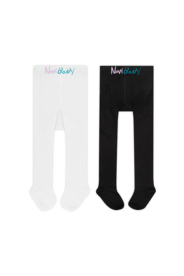 Novibaby 2'li Bebek Pamuklu Külotlu Çorap, Çocuk Yenidoğan Pamuk Kız Erkek Okul Çorabı, Beyaz Ekru Pembe