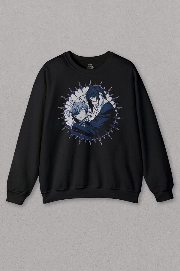 so cool Unisex Black Sweatshirt Anime Kurosh tsuji Book Of The Atlantic Black Butler Printed Sweat Trendyol