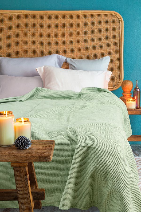 verra home Cotton Blanket Single TV Blanket 150x200cm Mint Green Trendyol
