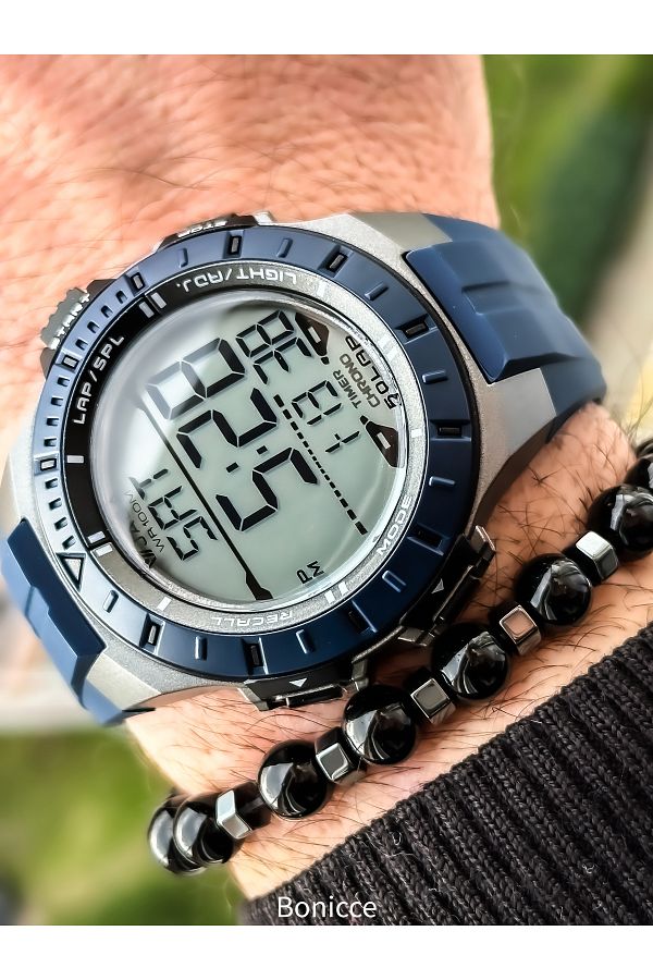 Jaga Waterproof with stopwatch suitable for pool use dark blue Sports Digital Men s Wristwatch bracelet Trendyol