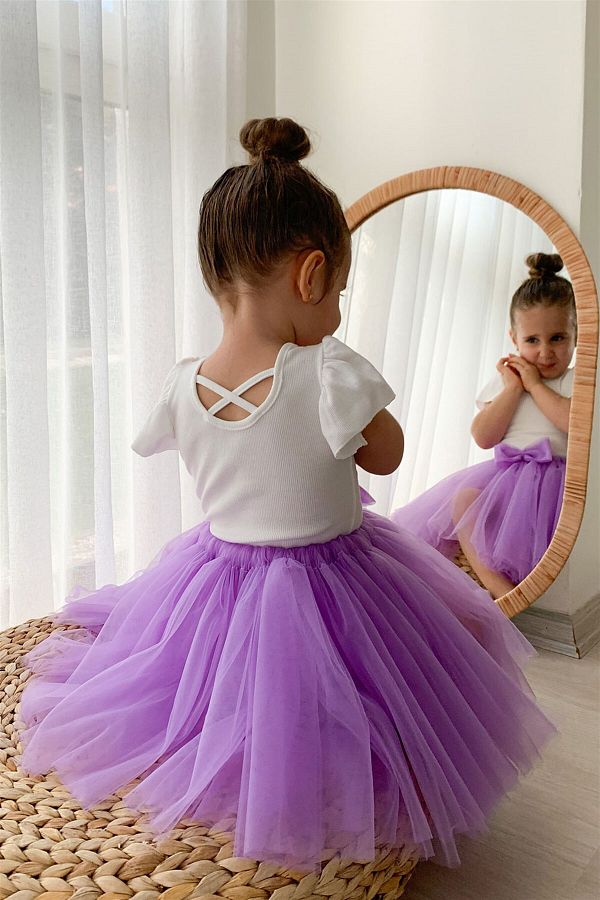 Le Mabelle Lilac Bow Tulle Skirt Evelyn