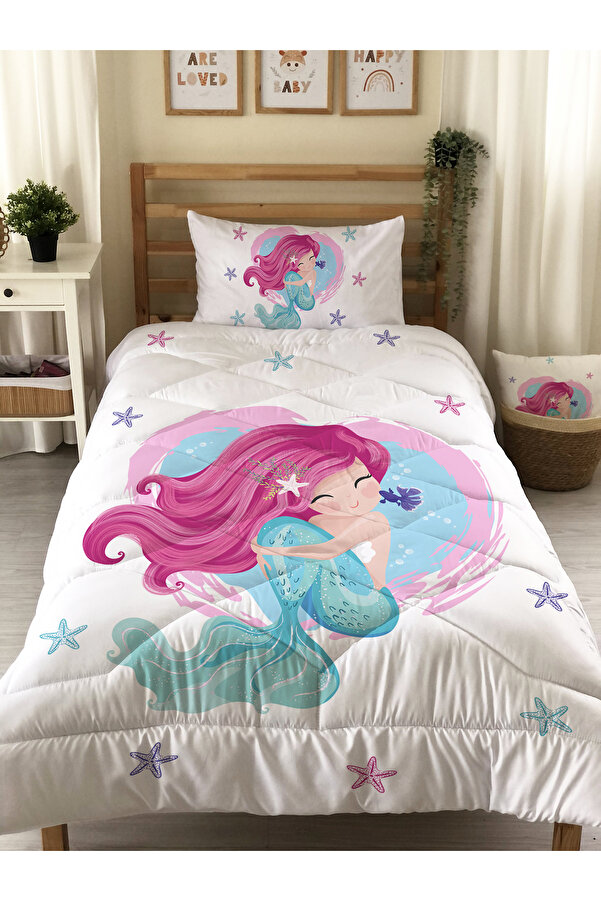 Evmila Deniz Kızı Desenli Kapitone Dikişli Yorgan