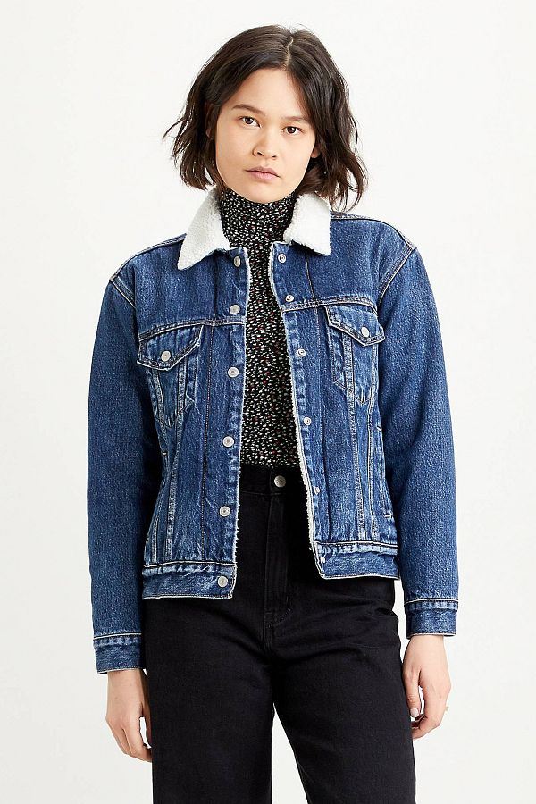 Levi's-Damska niebieska, bawełniana kurtka dżinsowa o swobodnym kroju 1