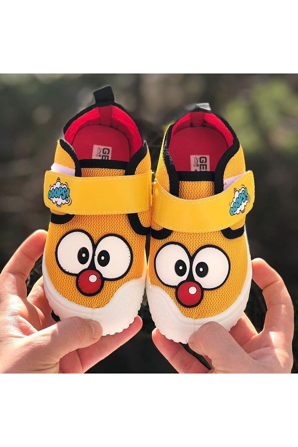 Pandalina-Children's Slippers Nursery Home School Shoes Velcro Linen Non-Slip Sole Nursery Shoes 1