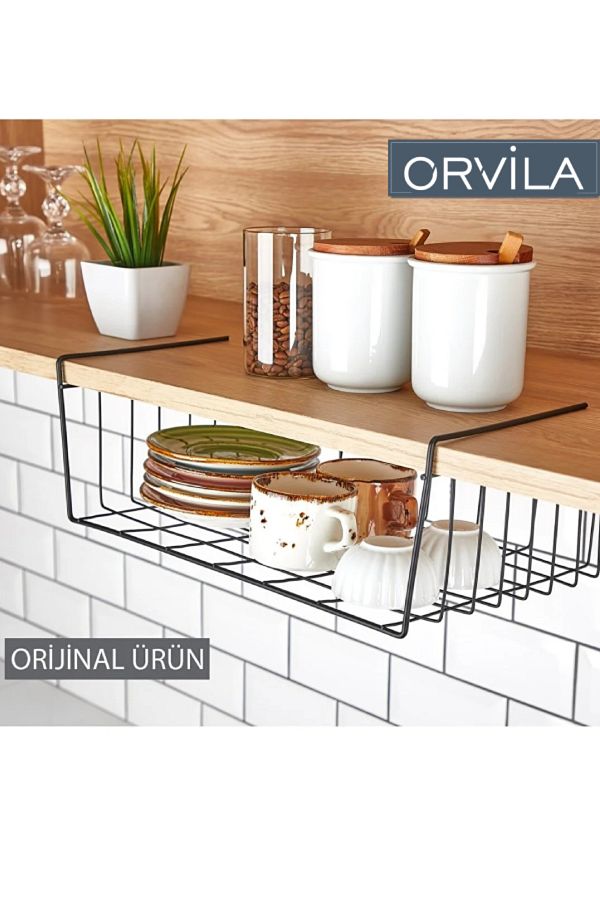 Orvila Black Kangaroo Model Hanging Organizer Shelf Inside the Cabinet 36cm