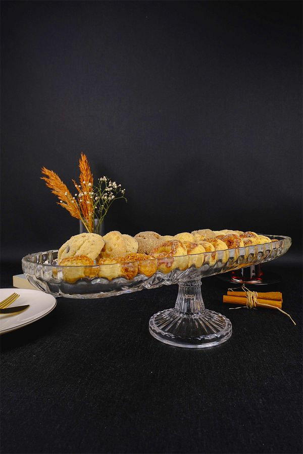 Digithome-Cemre Footed Glass Serving and Presentation Plate 39 Cm – SN.CMR.001 C1-1-288 1