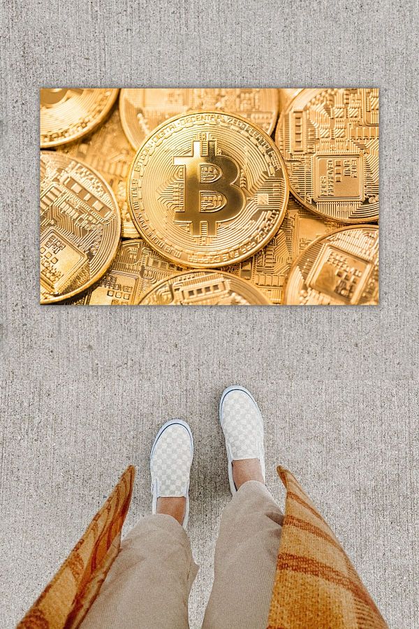 PremiumGlobal-3D Print Custom Design Bitcoin Gold Door Mat 1