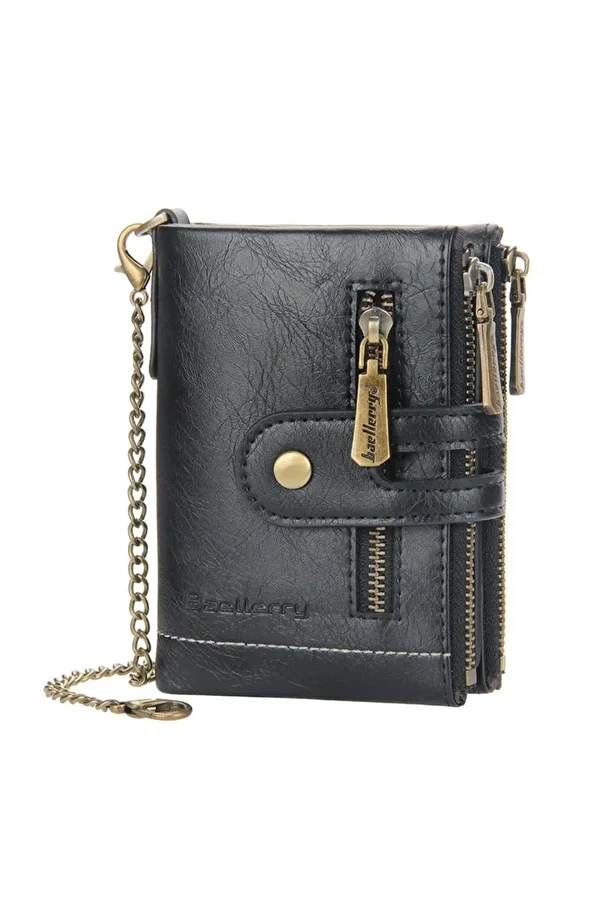 baellerry-Jeep Coin Card Compartment Chain Holder RFID Featured Pu Leather Wallet with Chain 1