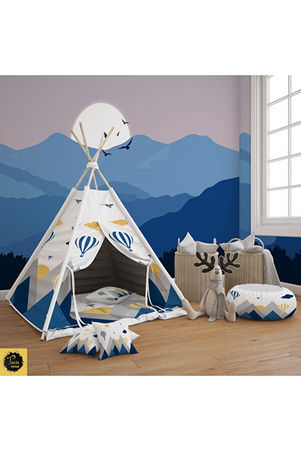 Talia Home Mavi Kuş Vadisi Dağ Desenli Çocuk Odası Oyun Çadırı TLAC-300
