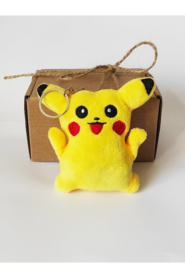 dudu kids Kraft Kutulu Peluş Sevimli Sarı İli Pika Anahtarlık 9 Cm-Doğum Günü - Çanta Süsü - Oyuncak