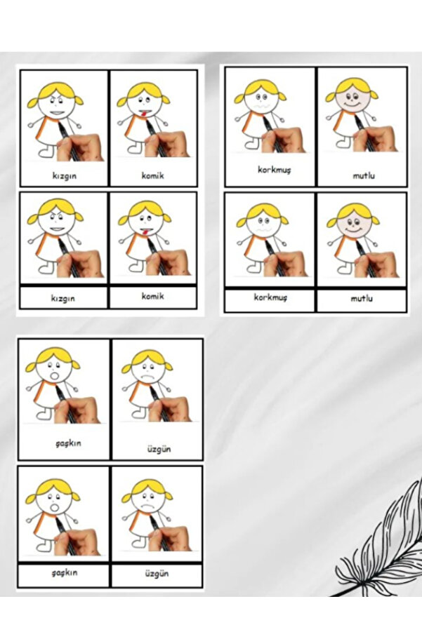 Ada Montessori Duygularla ilgili montessori 3 aşamalı kartlar