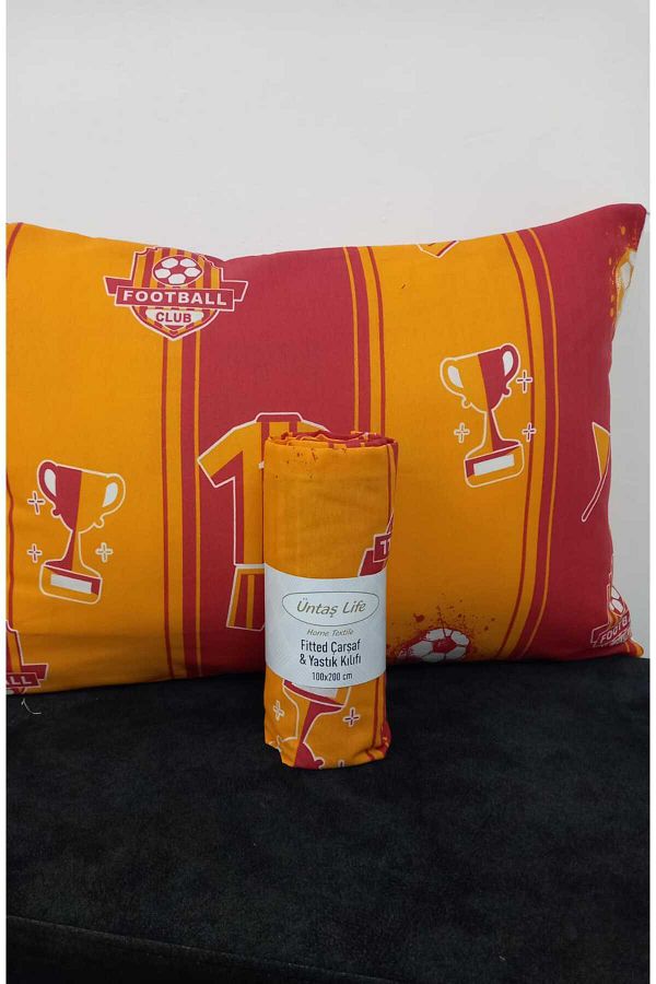 üntaş-UNITAS SERENAT FAN YELLOW RUBBERED SINGLE PERSON ELASTIC SHEET AND PILLOW CASE 100X200 1