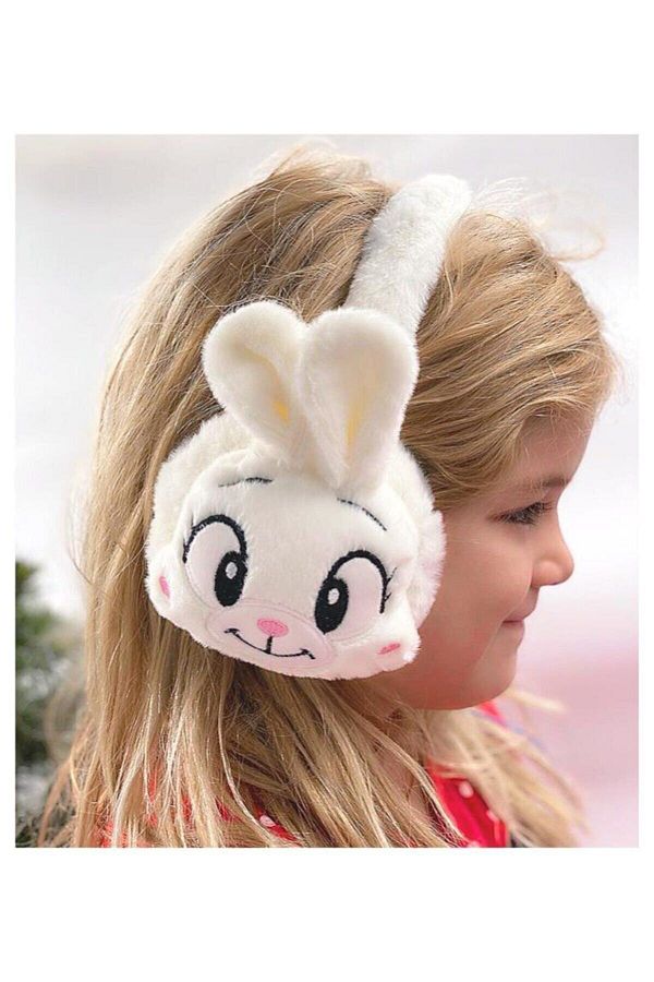QUEEN AKSESUAR Fluffy Plush 3d Rabbit Furry Windbreaker Earmuff Snow Ski Cold Earmuff Trendyol
