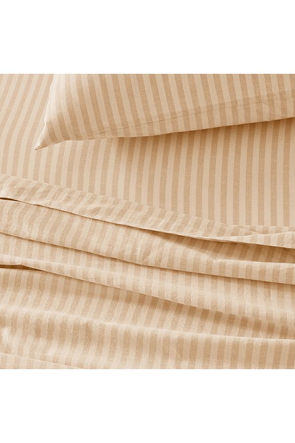 Arel Home-Striped Single Elastic Sheet Set with Ranforce 100% Cotton Pillowcase 1
