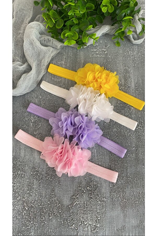 Selda Aksesuar Kız Bebek Lazer Çiçekli Bandana 4 lü Set