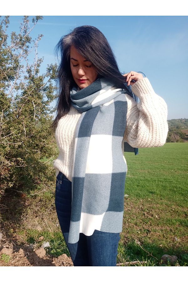 arslan deco Fleece Scarf Checkered Scarf Plaid Scarf Neck Collar Thick Scarf Trendyol