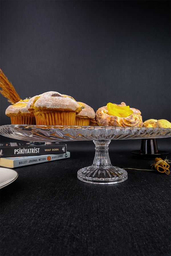 Digithome-Glass Cake and Cake Presentation Stand Rectangular 37.5 Cm - SN.DMB.010 C1-1-288 1