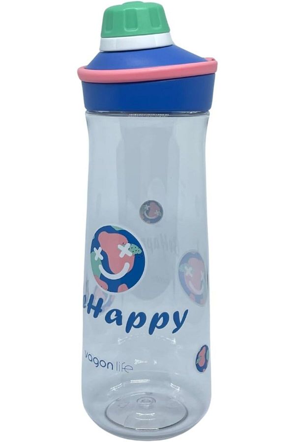 Vagonlife-650ML VGN0808 Rotating Opening Comfortable Lid Handled Patterned Body Polycarbonate Water Flasks 1