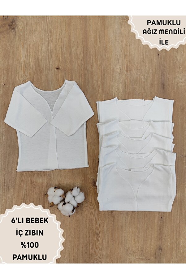 Tomuycuk Iç Zıbın Yenidoğan 6'lı % 100 Pamuklu Bebek Zıbın Hediyelik Bebek Giyim Cilt Dostu Ekonomik Paket
