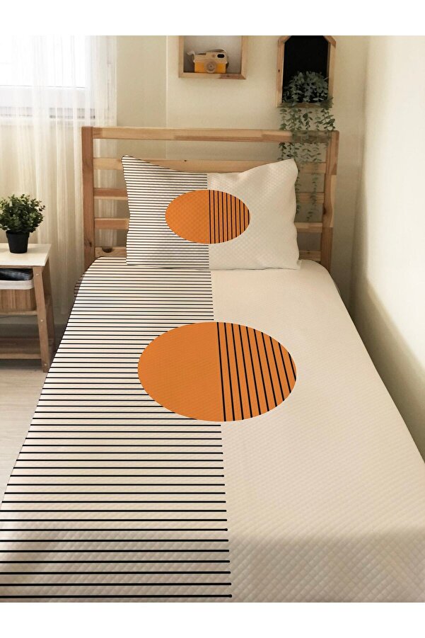 Evmila Modern Desenli Bebek Ve Çocuk Baskılı Tek Kişilik Pike Takımı 160 X 220 Cm Beyaz