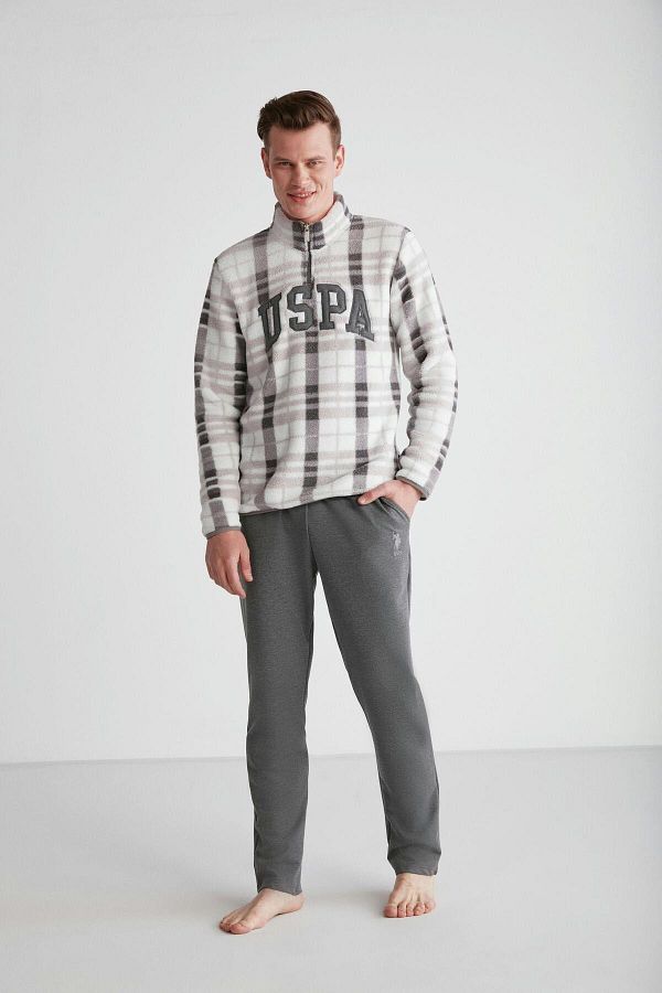 U.S. Polo Assn.-BAZA. POLO ASSN. - Set pijama fleece gri pentru bărbați 024K.1.Z8.E.7TA.5GR4.P 1