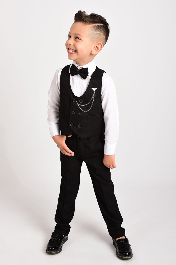 Entel-Boy's Chain Tuxedo Suit with Vest and Bow Tie 1