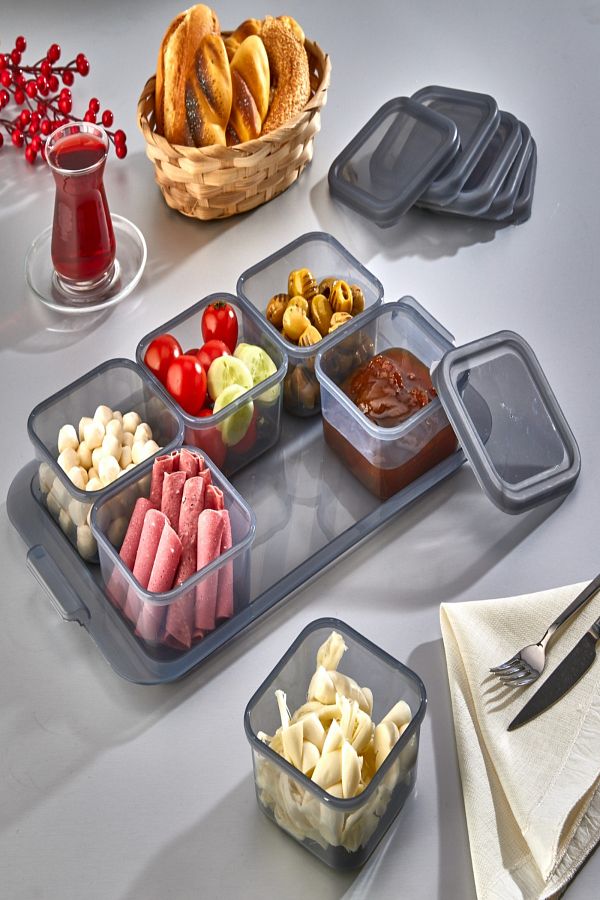 Bayev-13 Piece Breakfast Set - Cookie Spice Jam Storage Container Set on the Tray Suitable for Icebox 1
