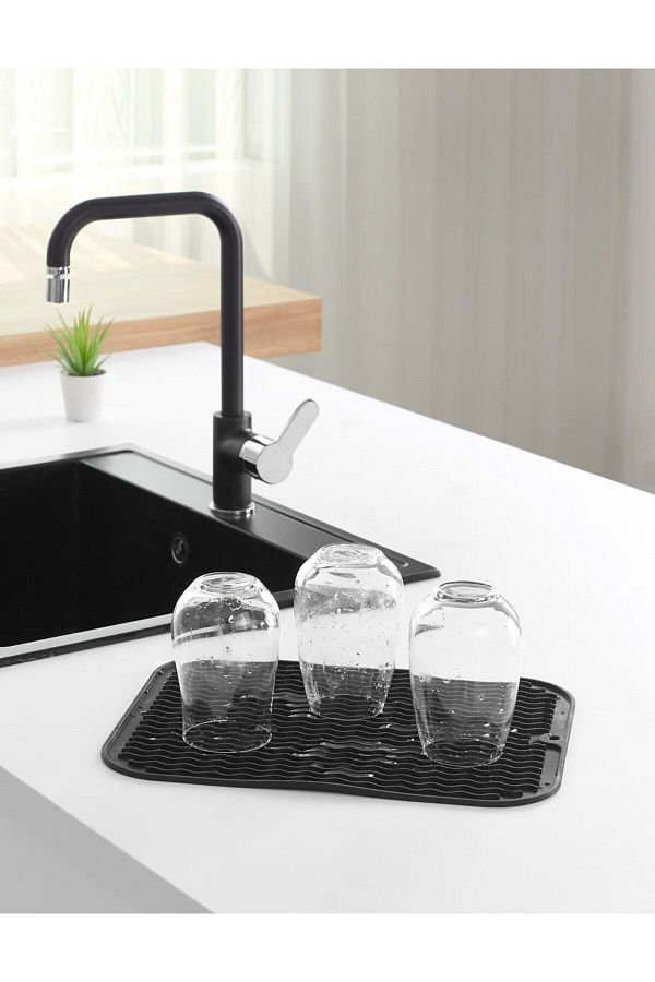 Kitchen Design Lab Sink And Dish Drying Mat Sink Mat Anthracite 36 Cm X 28 Cm Multi Purpose Mat Trendyol