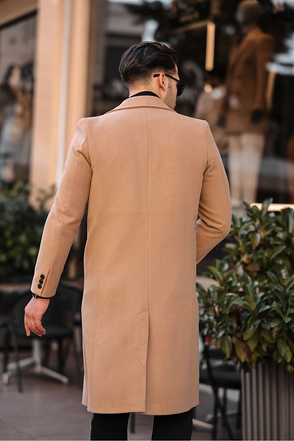 gm giyimarket Men s Slim Fit Long Wool Cashew Coat Trendyol