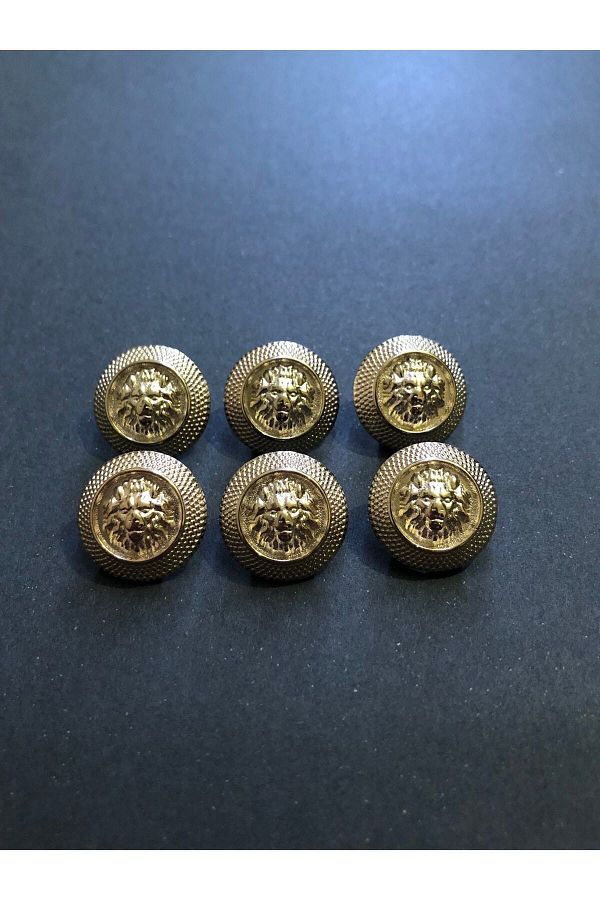 aensia-Gold Gold Little Lion Model Button 24 Size Metal Button Trench Coat and Jacket Button - Pack of 6 Buttons 1