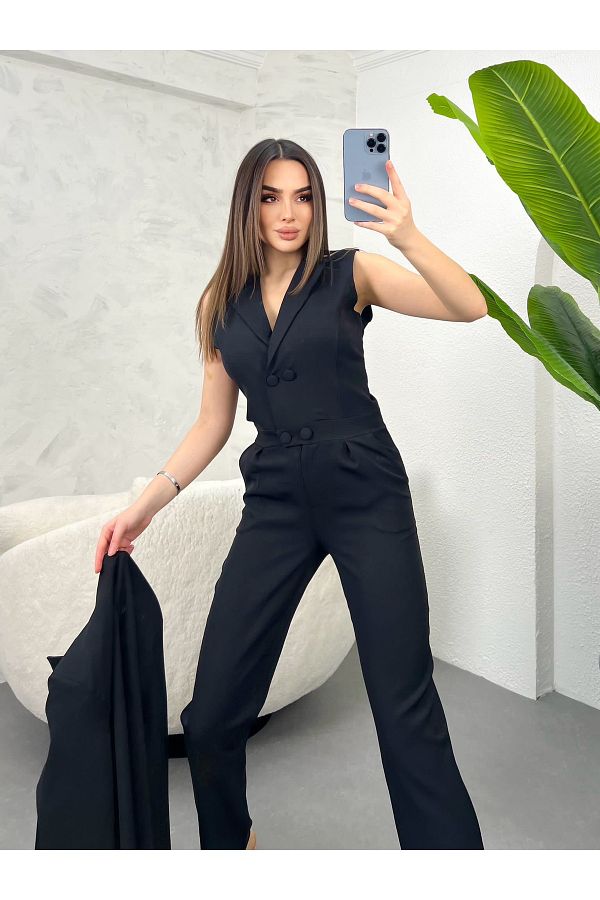 Black fitted overalls store