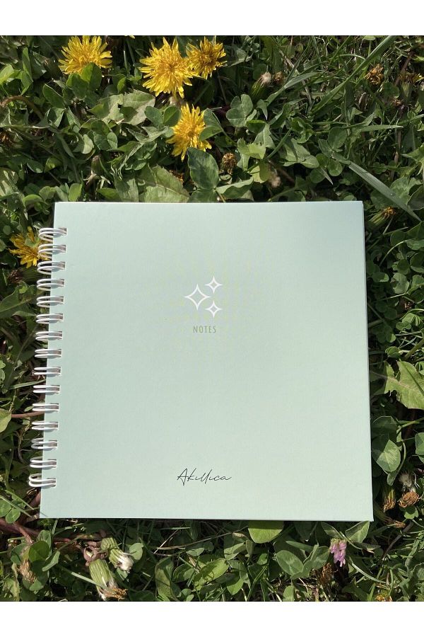 AKILLICA-15x15 Cm Square Green Notebook Spiral Notebook Dotted Notebook 1