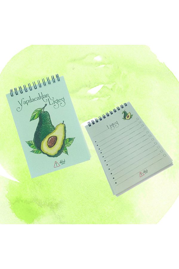 Dikkat Ajans-To Do List Notebook (64 PAGES) Avocado Patterned 2 Pieces 1