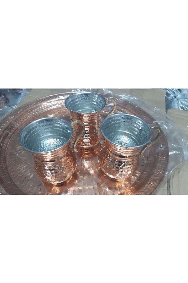 Zinnun-Copper Ayran Cup Set of 3 1