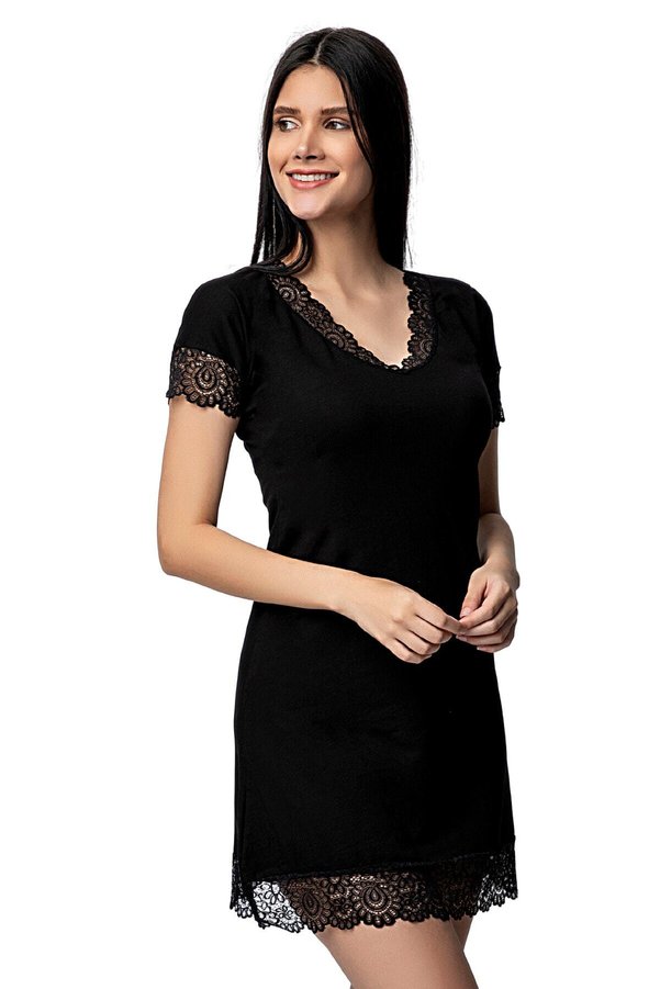Özlem & Donex Short Sleeve Lace Jersey Nightgown 1592