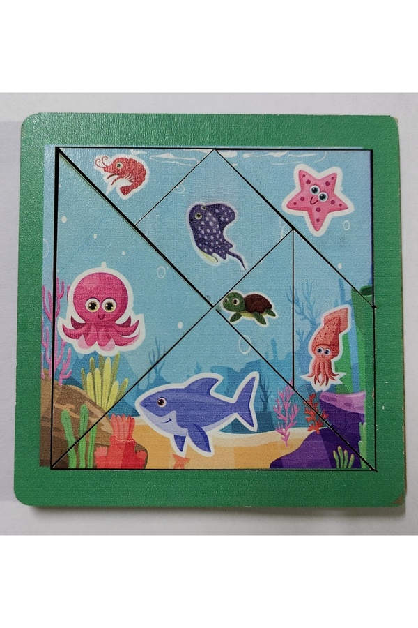 YAHO OYUNCAĞIN DOĞAL HALİ Ahşap Puzzle Tangram 7 Parça Eğitici Renkli