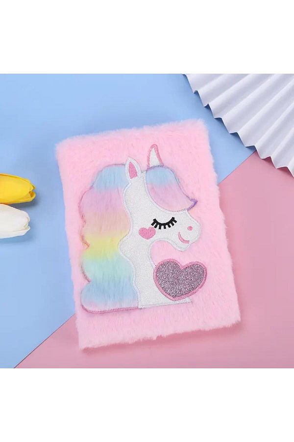 BLA GROUP-Cute Plush Unicorn Notebook, Memory Book, Memory Book, Diary 1
