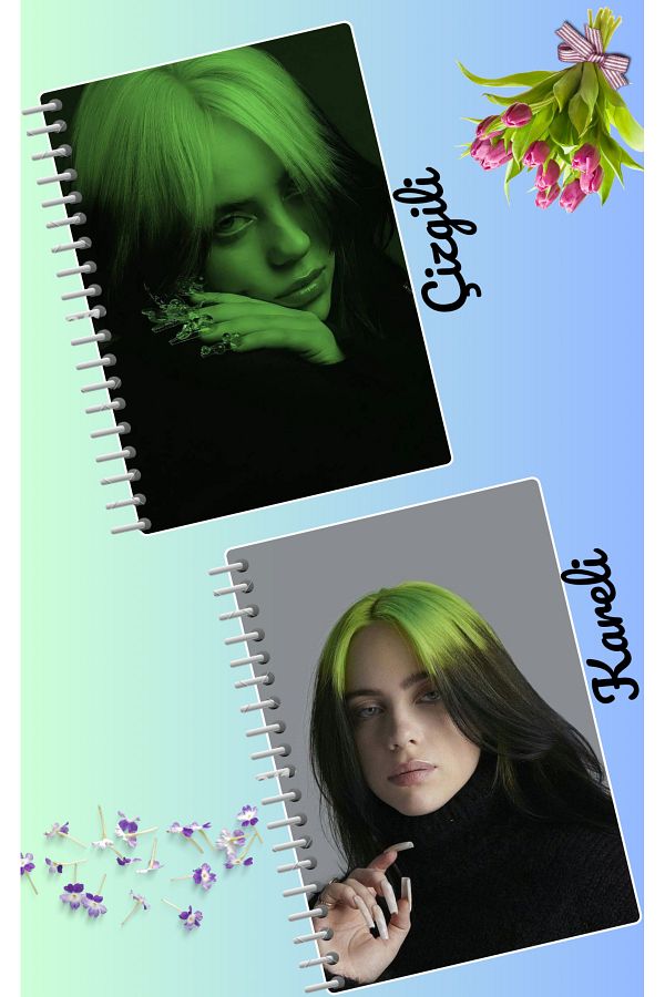 animeandyourworld-Billie elish notebook set 2 pcs A4 size 21*30 lined + checked 60 syf 1