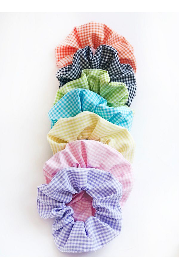 Woollyland-Set of 7 Gingham Scrunchie Buckles in Various Colors 1
