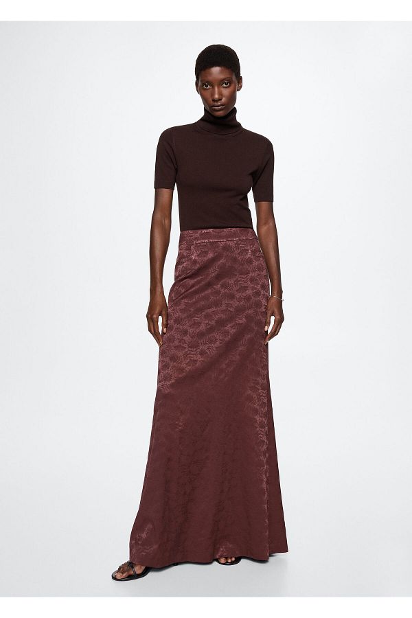 Burgundy skirt mango store