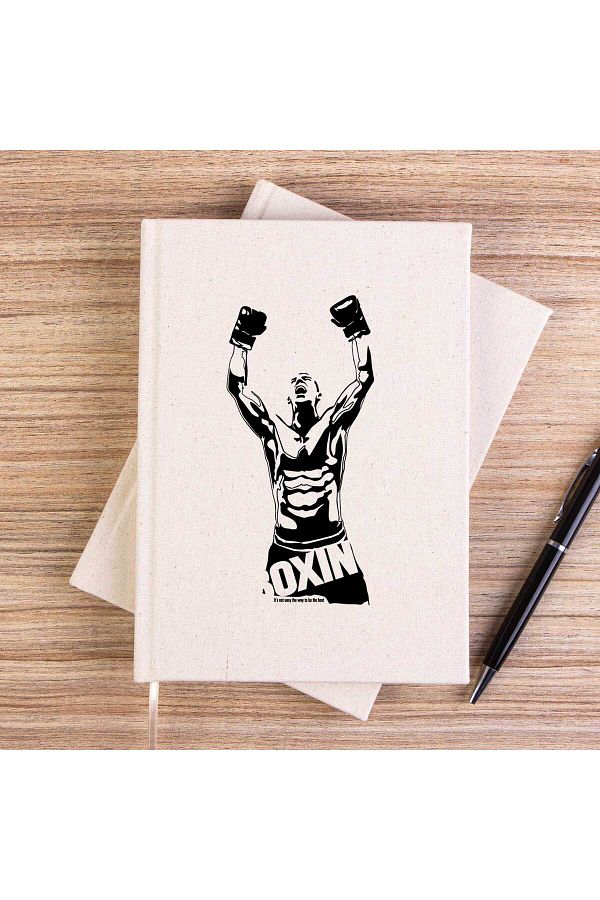 Z zepplin-Boxing Fighter Silhouette Unlined Canvas Notebook 1