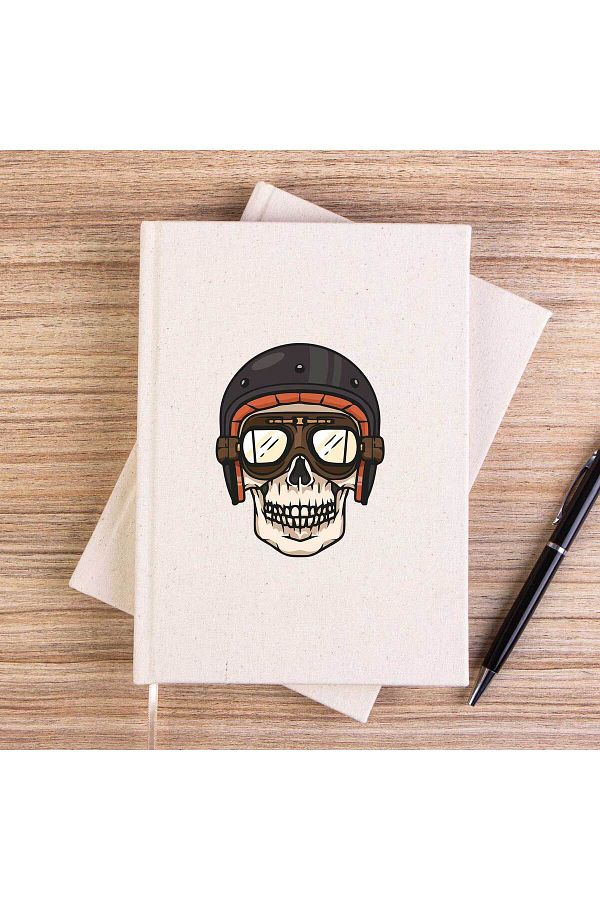 Z zepplin-Skull Helmet Unlined Canvas Notebook 1